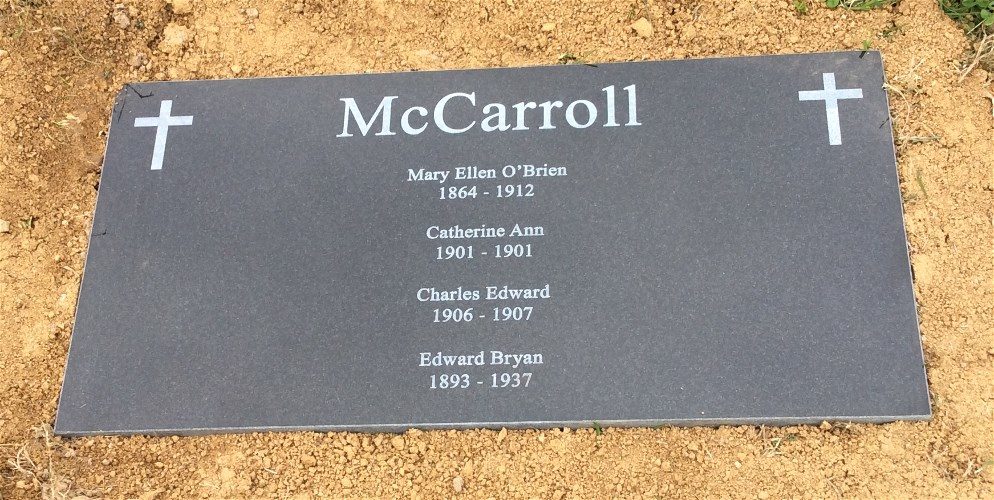 Headstone For Mary O'Brien McCarroll 