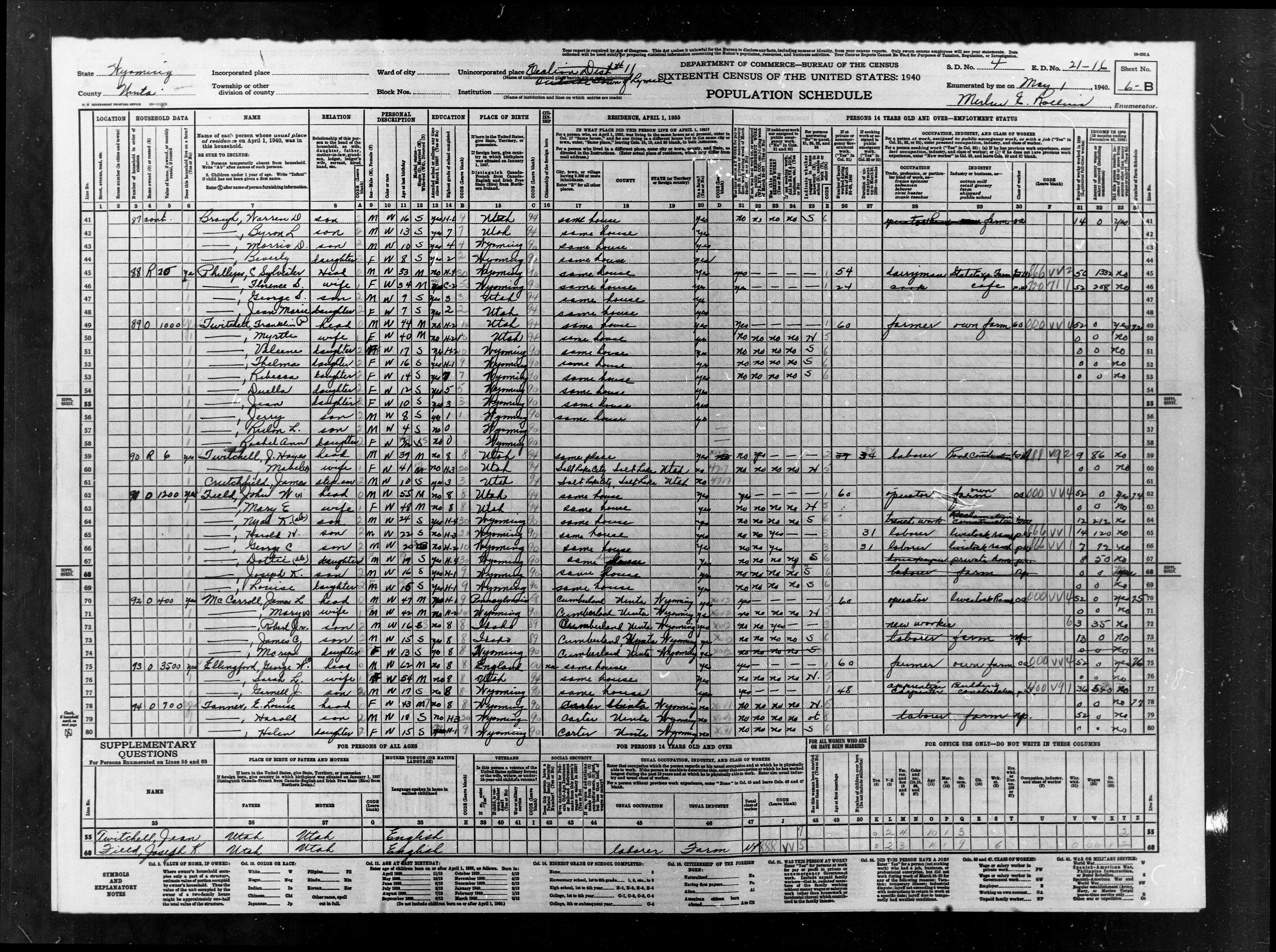 James-Leo-McCarroll-Census-1940